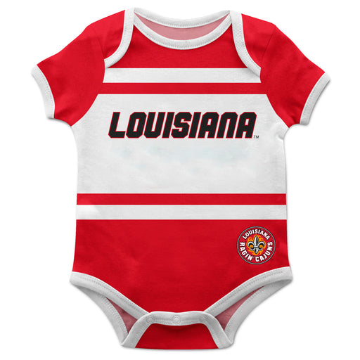 Louisiana At Lafayette Block Stripe Red Short Sleeve Onesie - Vive La Fête - Online Apparel Store
