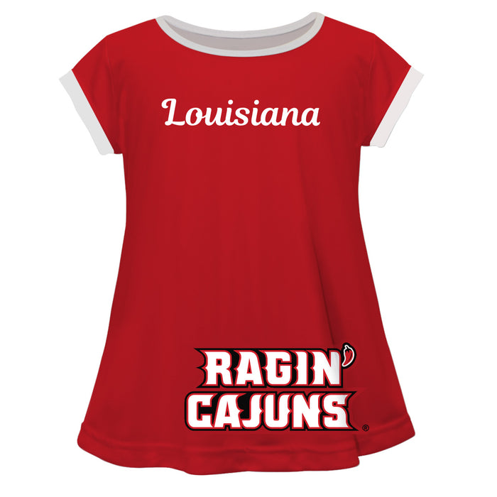 Louisiana At Lafayette Big Logo Red Short Sleeve Girls Laurie Top - Vive La Fête - Online Apparel Store