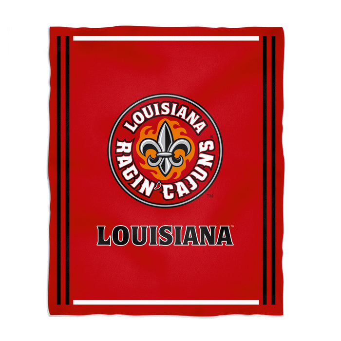 Louisiana at Lafayette Cajuns Vive La Fete Kids Game Day Red Plush Soft Minky Blanket 36 x 48 Mascot