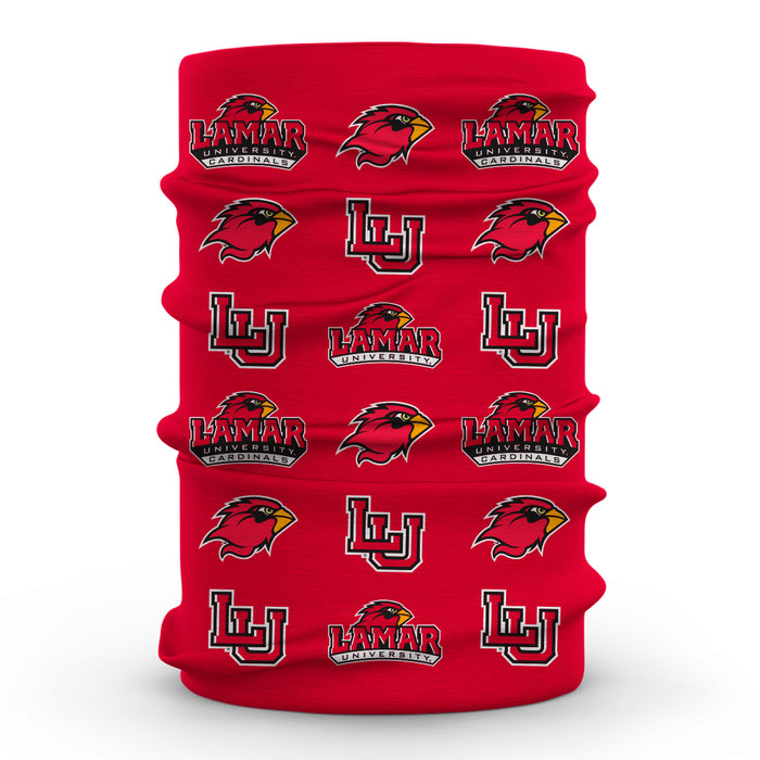 Lamar Cardinals Red Neck Gaiter All Over Logo LU - Vive La Fête - Online Apparel Store