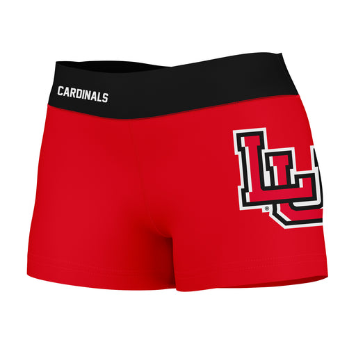 Lamar Cardinals Vive La Fete Logo on Thigh & Waistband Red Black Women Yoga Booty Workout Shorts 3.75 Inseam