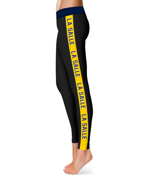 La Salle University Explorers Yellow Stripes Black Leggings - Vive La Fête - Online Apparel Store