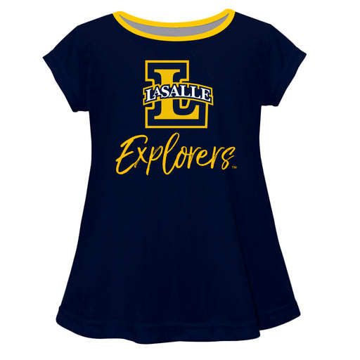 La Salle University Explorers Vive La Fete Girls Game Day Short Sleeve Navy Top with School Logo and Name - Vive La Fête - Online Apparel Store