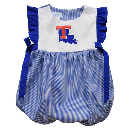 Louisiana Tech Embroidered Royal Gingham Girls Bubble