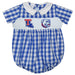 Louisiana Tech Smocked Embroidered Royal Big Check Boys Bubble Short Sleeve - Vive La Fête - Online Apparel Store