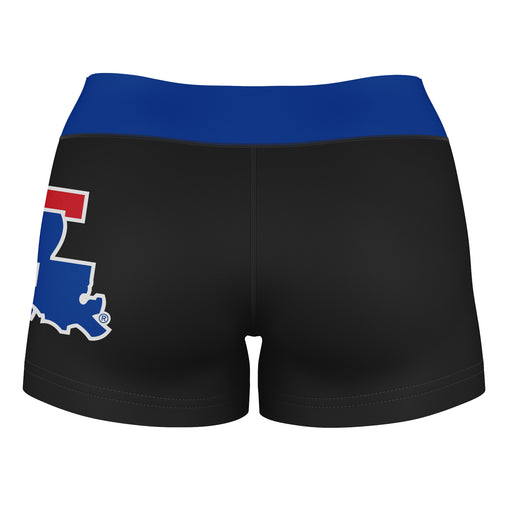 Louisiana Tech Bulldogs Vive La Fete Logo on Thigh & Waistband Black & Blue Women Yoga Booty Workout Shorts 3.75 Inseam" - Vive La Fête - Online Apparel Store