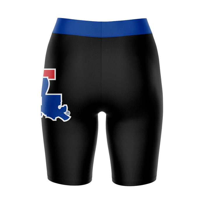 Louisiana Tech Bulldogs Vive La Fete Game Day Logo on Thigh and Waistband Black and Blue Women Bike Short 9 Inseam" - Vive La Fête - Online Apparel Store