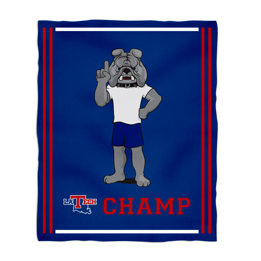 Louisiana Tech Bulldogs Vive La Fete Kids Game Day Blue Plush Soft Minky Blanket 36 x 48 Mascot