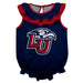 Liberty Flames Navy Sleeveless Ruffle Onesie Logo Bodysuit by Vive La Fete