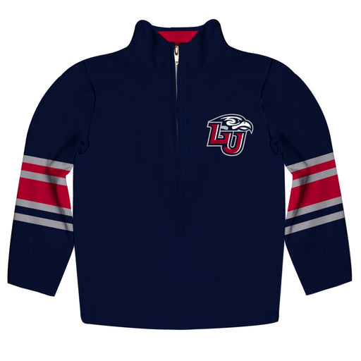 Liberty Flames Vive La Fete Game Day Navy Quarter Zip Pullover Stripes on Sleeves - Vive La Fête - Online Apparel Store