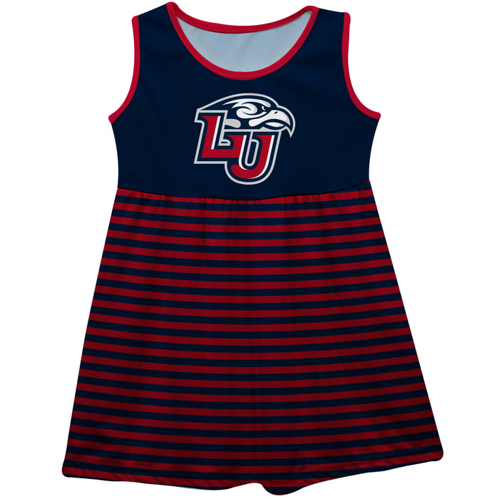Liberty Flames Vive La Fete Girls Game Day Sleeveless Tank Dress Solid Navy Logo Stripes on Skirt - Vive La Fête - Online Apparel Store