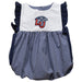 Liberty Flames Embroidered Navy Gingham Short Sleeve Girls Bubble