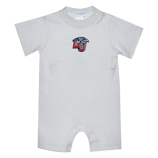 Liberty Flames Embroidered White Knit Short Sleeve Boys Romper