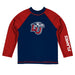 Liberty Flames Vive La Fete Logo Blue Red Long Sleeve Raglan Rashguard