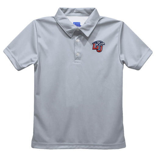 Liberty Flames Embroidered Gray Short Sleeve Polo Box Shirt