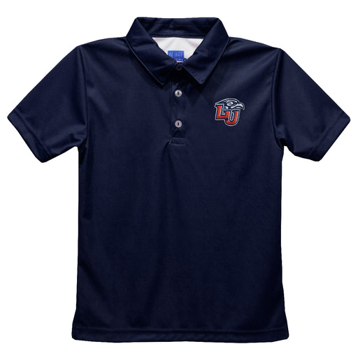 Liberty Flames Embroidered Navy Short Sleeve Polo Box Shirt