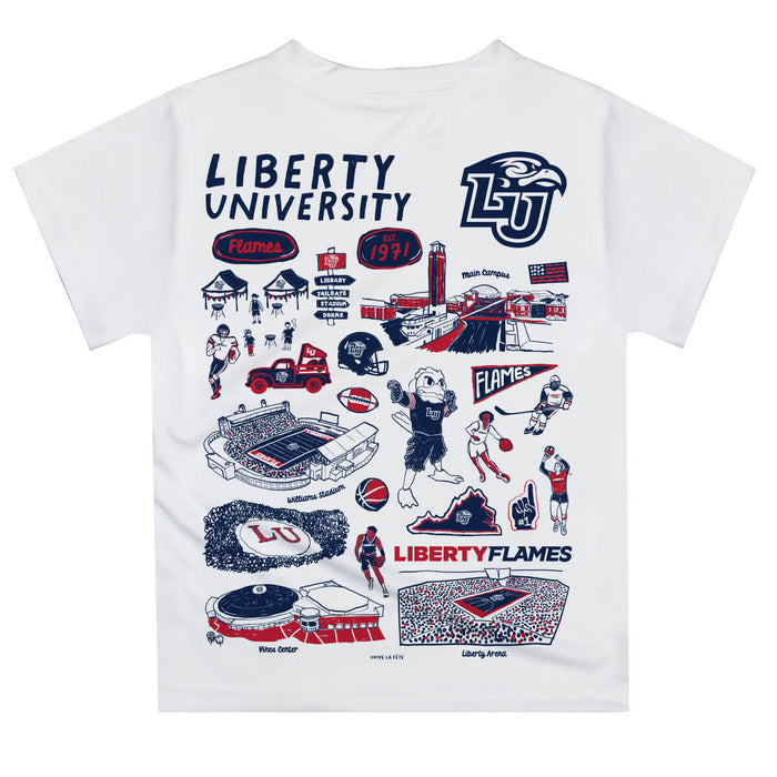 Liberty Flames Hand Sketched Vive La Fete Impressions Artwork Boys Blue Short Sleeve Tee Shirt - Vive La Fête - Online Apparel Store