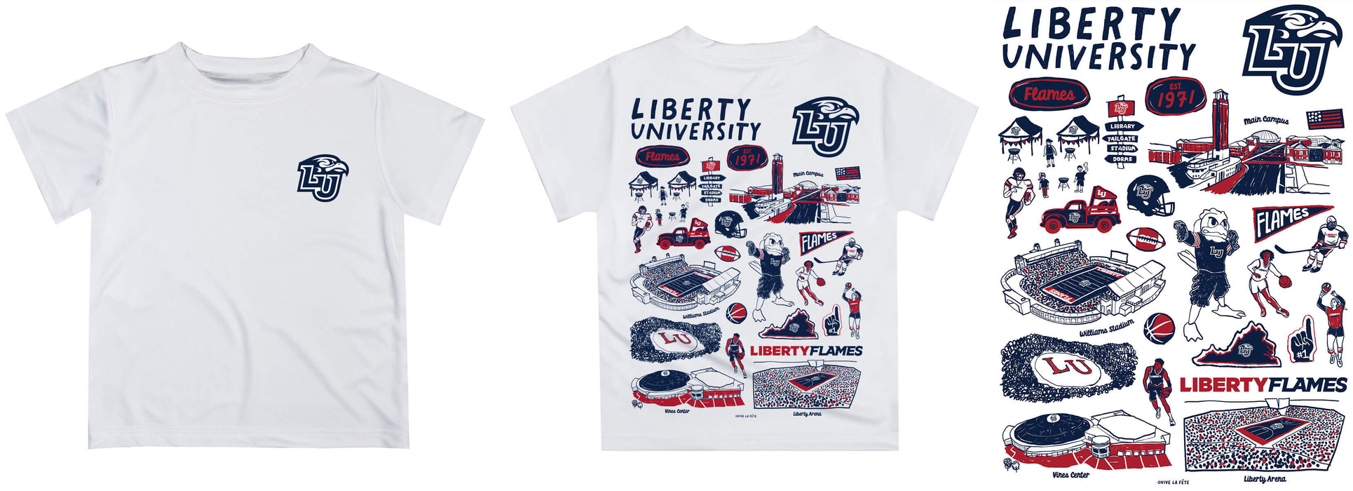 Liberty Flames Hand Sketched Vive La Fete Impressions Artwork Boys Blue Short Sleeve Tee Shirt - Vive La Fête - Online Apparel Store