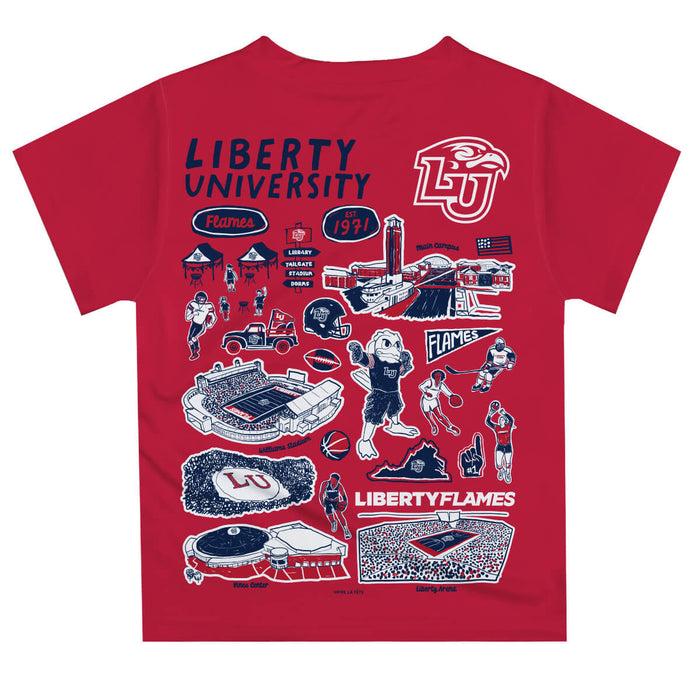 Liberty Flames Hand Sketched Vive La Fete Impressions Artwork Boys Blue Short Sleeve Tee Shirt - Vive La Fête - Online Apparel Store
