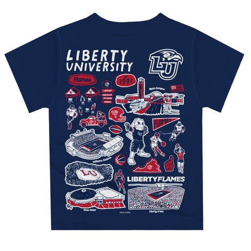 Liberty Flames Hand Sketched Vive La Fete Impressions Artwork Boys Blue Short Sleeve Tee Shirt - Vive La Fête - Online Apparel Store