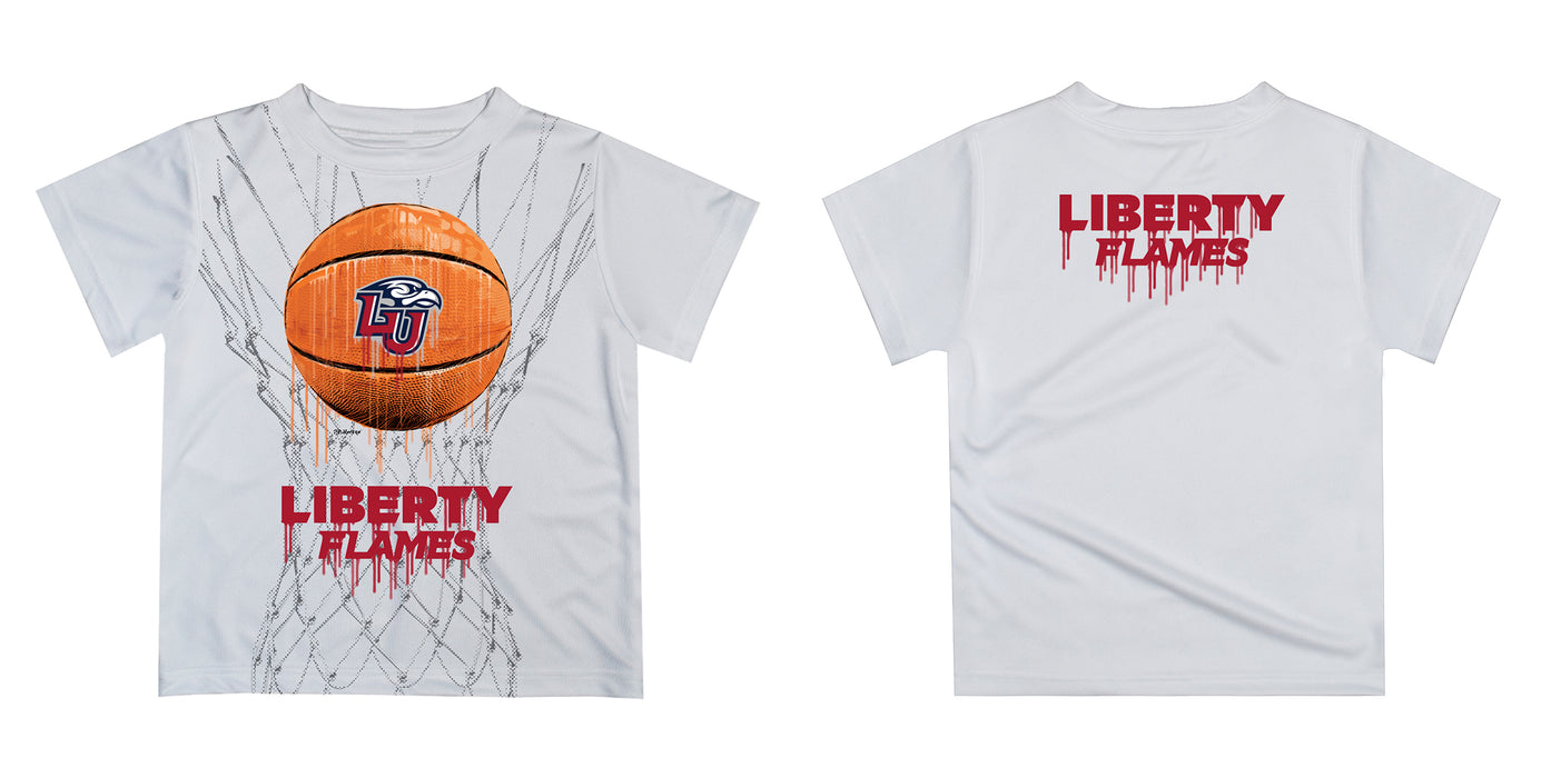 Liberty Flames Dripping Basketball Blue T-Shirt by Vive La Fete - Vive La Fête - Online Apparel Store