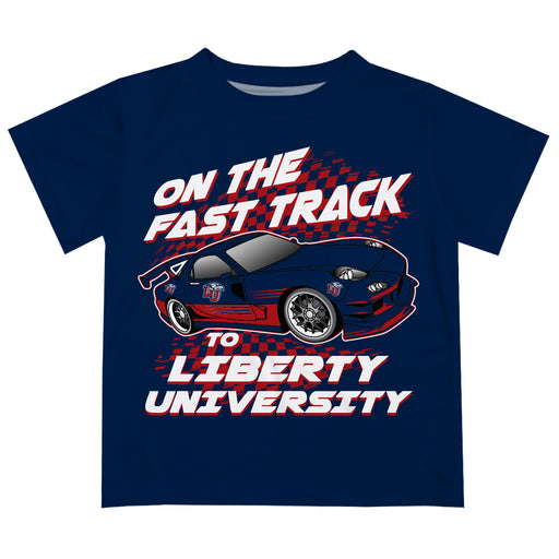 Liberty Flames Vive La Fete Fast Track Boys Game Day Navy Short Sleeve Tee