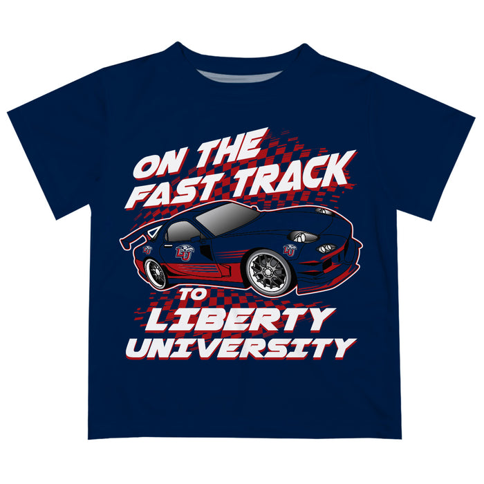 Liberty Flames Vive La Fete Fast Track Boys Game Day Navy Short Sleeve Tee