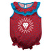 Loyola Marymount Lions Swirls Red Sleeveless Ruffle Onesie Logo Bodysuit