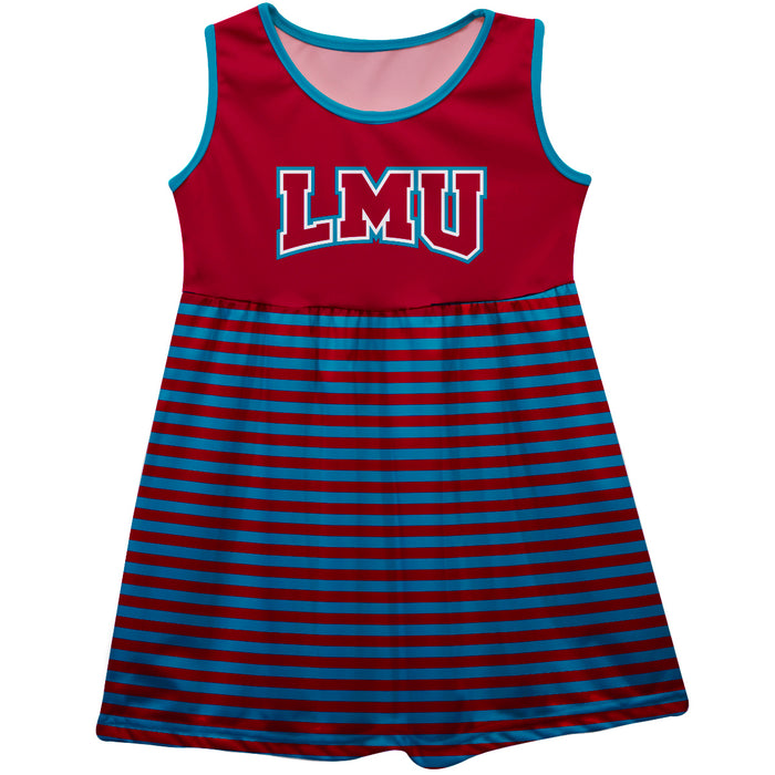 Loyola Marymount Lions Vive La Fete Girls Game Day Sleeveless Tank Dress Solid Red Logo Stripes on Skirt - Vive La Fête - Online Apparel Store