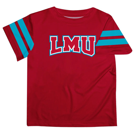 Loyola Marymount Lions Vive La Fete Boys Game Day Red Short Sleeve Tee with Stripes on Sleeves - Vive La Fête - Online Apparel Store