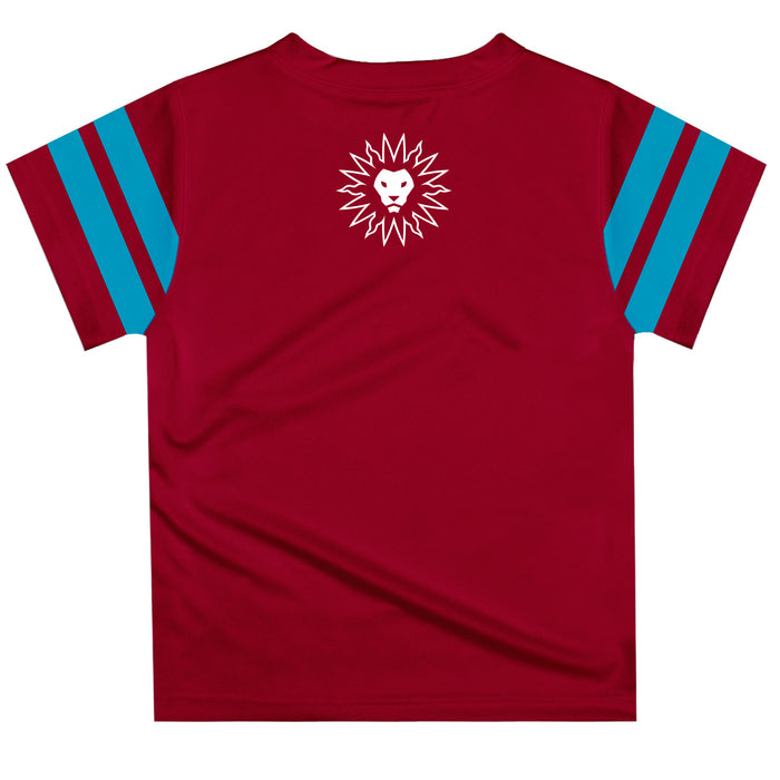 Loyola Marymount Lions Vive La Fete Boys Game Day Red Short Sleeve Tee with Stripes on Sleeves - Vive La Fête - Online Apparel Store