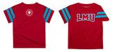 Loyola Marymount Lions Vive La Fete Boys Game Day Red Short Sleeve Tee with Stripes on Sleeves - Vive La Fête - Online Apparel Store