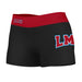 LMU Lions Vive La Fete Game Day Logo on Thigh and Waistband Black & Maroon Women Yoga Booty Workout Shorts 3.75 Inseam"