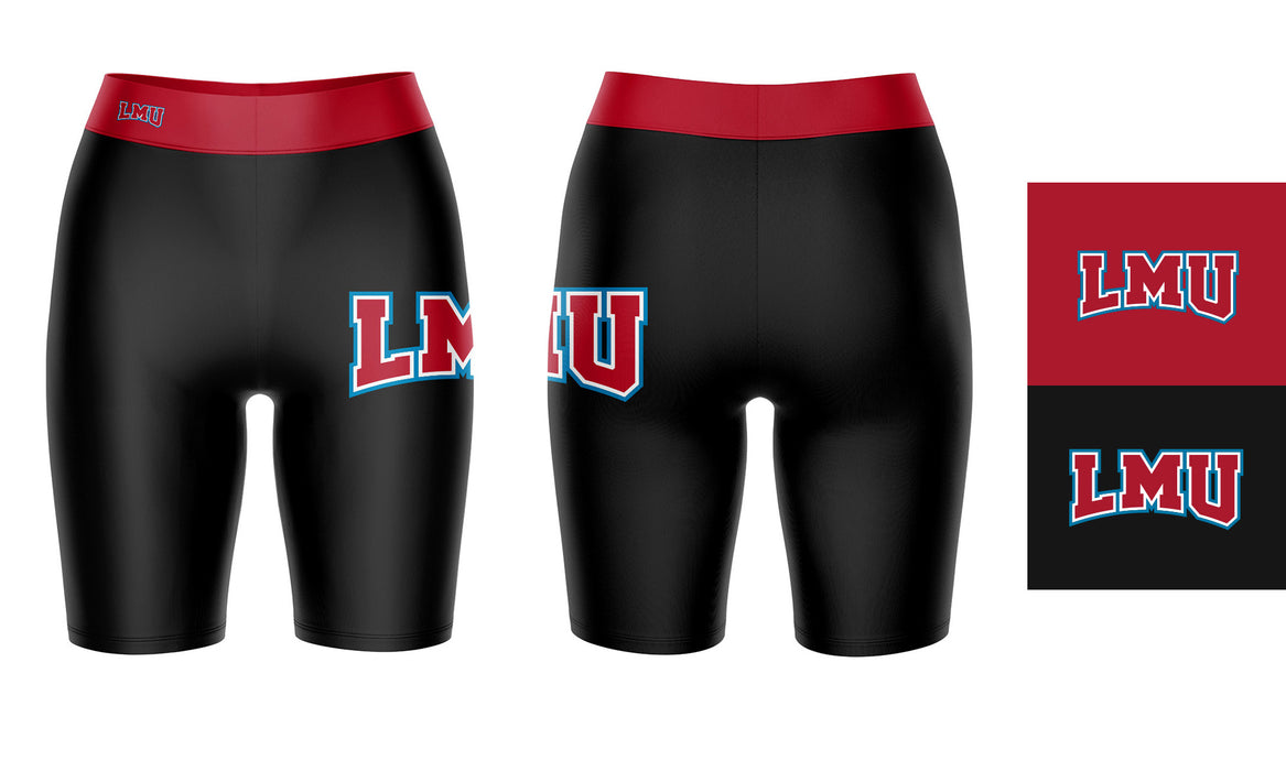 LMU Lions Vive La Fete Game Day Logo on Thigh and Waistband Black and Maroon Women Bike Short 9 Inseam" - Vive La Fête - Online Apparel Store