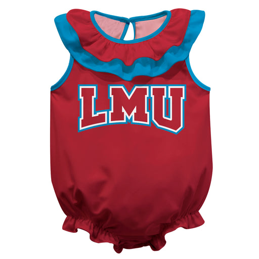 Loyola Marymount Lions Red Sleeveless Ruffle Onesie Logo Bodysuit