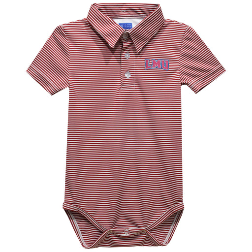 Loyola Marymount Lions Embroidered Red Pencil Stripe Knit Polo Onesie