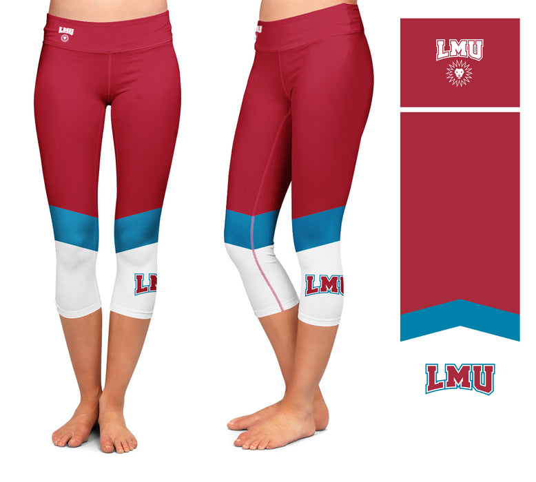 LMU Lions Vive La Fete Game Day Collegiate Ankle Color Block Youth Red White Capri Leggings - Vive La Fête - Online Apparel Store