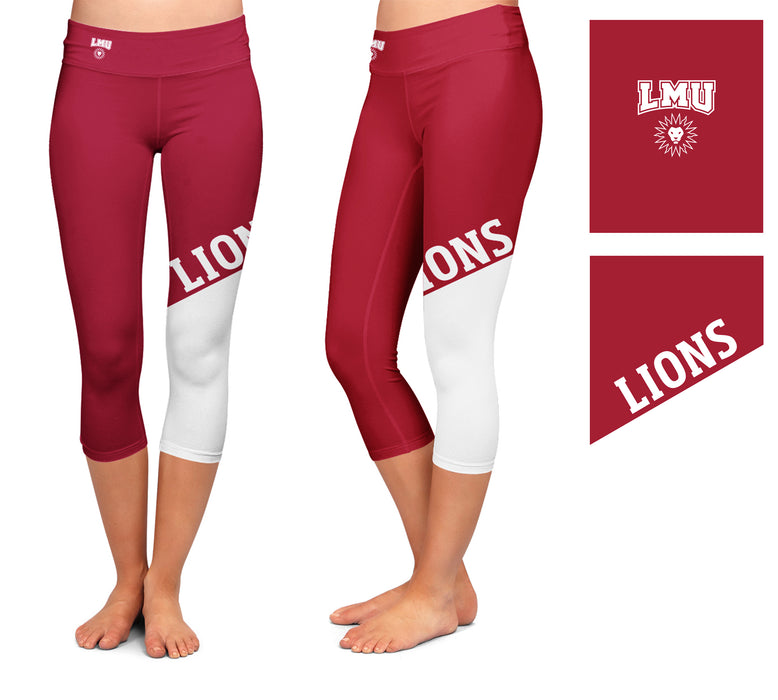 LMU Lions Vive La Fete Game Day Collegiate Leg Color Block Youth Red White Capri Leggings - Vive La Fête - Online Apparel Store