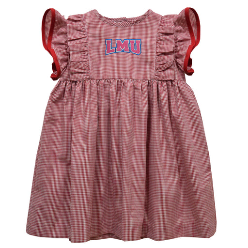 Loyola Marymount Lions Embroidered Red Gingham Ruffle Dress