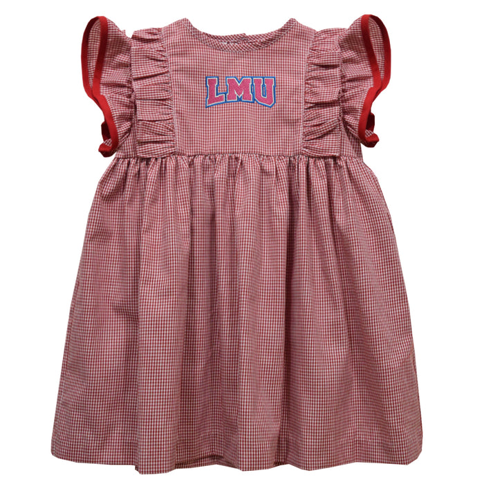Loyola Marymount Lions Embroidered Red Gingham Ruffle Dress
