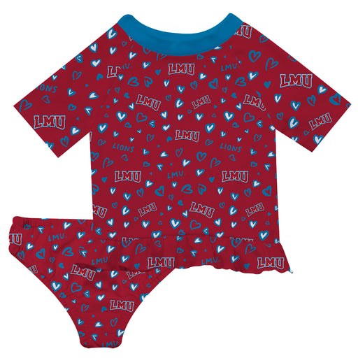 Loyola Marymount Lions Vive La Fete All Over Logo Red Long Sleeve Bikini Set