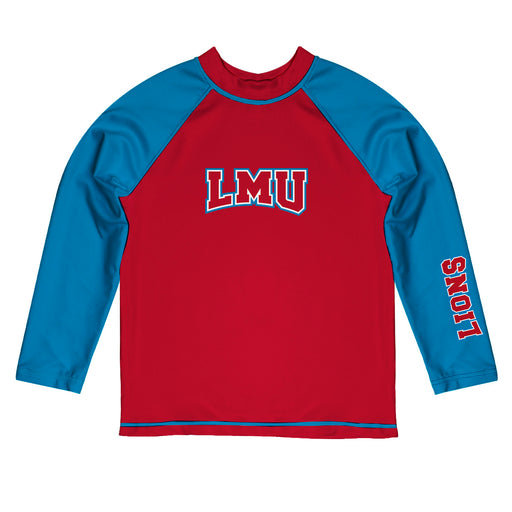 Loyola Marymount Lions Vive La Fete Logo Red Blue Long Sleeve Raglan Rashguard