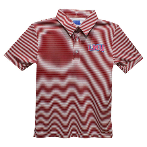 Loyola Marymount Lions Embroidered Red Stripes Short Sleeve Polo Box Shirt