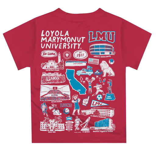 Loyola Marymount Lions Hand Sketched Vive La Fete Impressions Artwork Boys Red Short Sleeve Tee Shirt - Vive La Fête - Online Apparel Store
