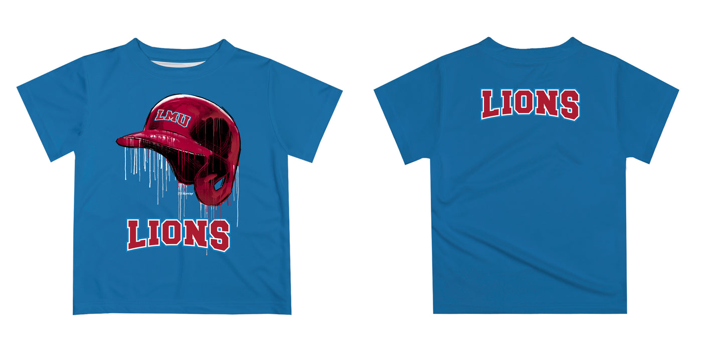 Loyola Marymount Lions Original Dripping Baseball Helmet Blue T-Shirt by Vive La Fete - Vive La Fête - Online Apparel Store