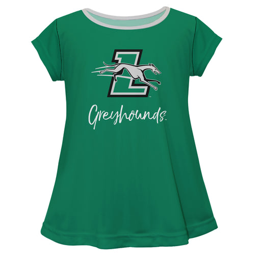 Loyola University Maryland Greyhounds Vive La Fete Girls Game Day Short Sleeve Green Top with School Logo and Name