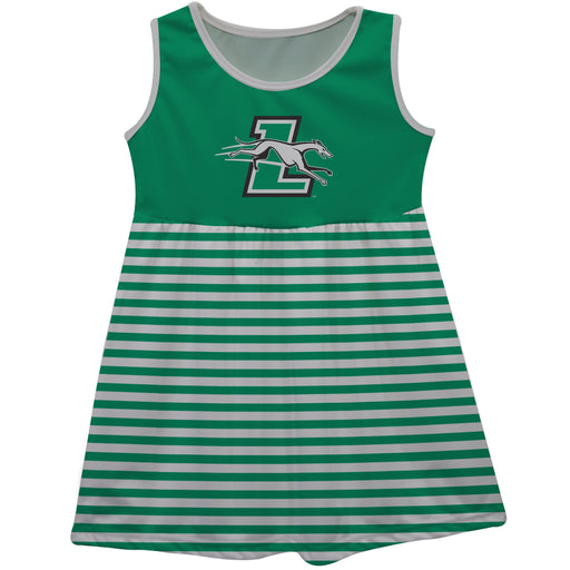Loyola University Maryland Greyhounds  Green Gray Sleeveless Tank Dress with Stripes on Skirt