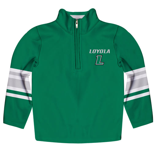 Loyola Maryland Greyhounds Vive La Fete Game Day Green Quarter Zip Pullover Stripes on Sleeves