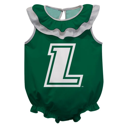 Loyola Maryland Greyhounds Green Sleeveless Ruffle Onesie Logo Bodysuit