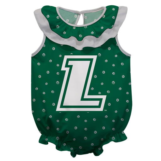 Loyola Maryland Greyhounds Swirls Green Sleeveless Ruffle Onesie Logo Bodysuit